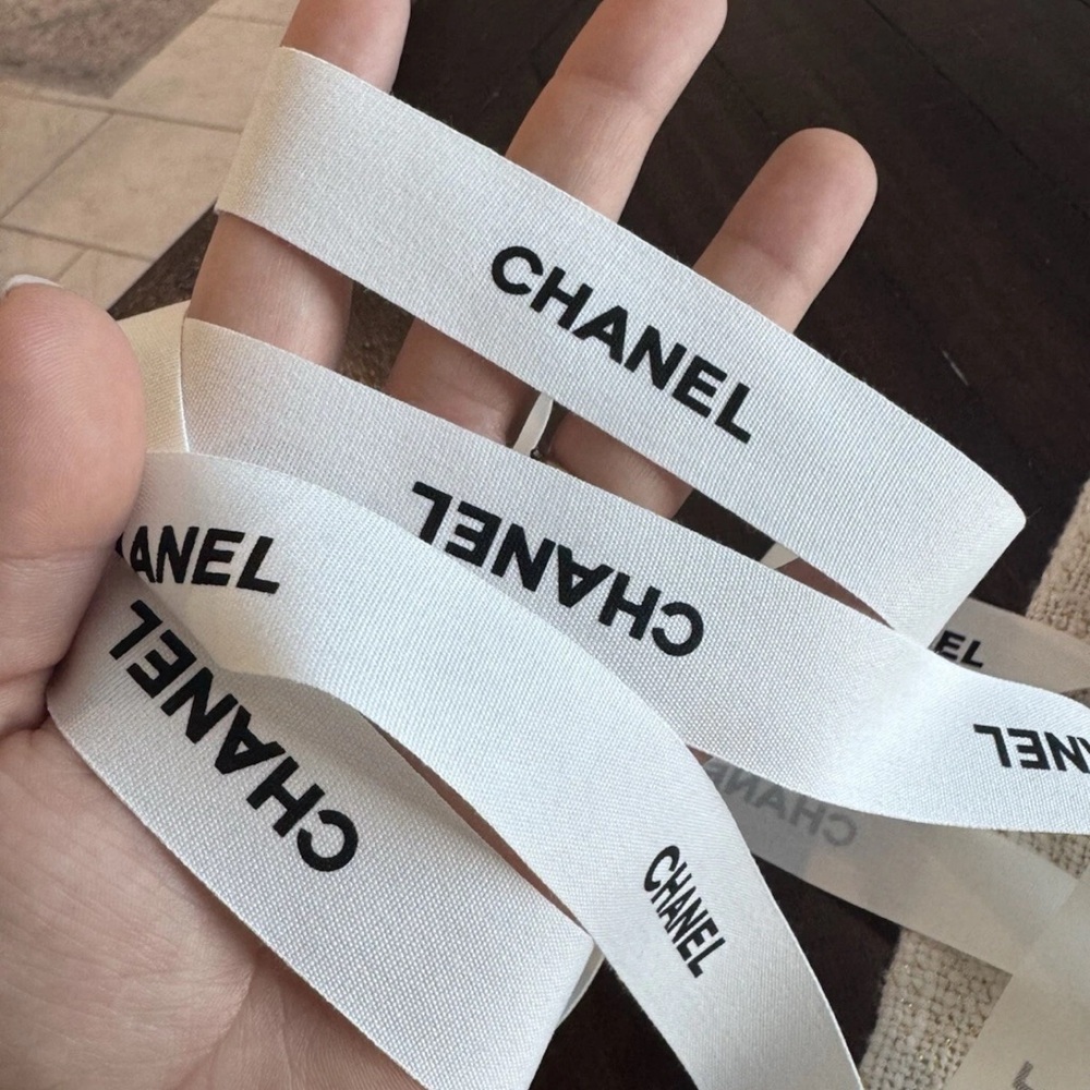 CHANEL White Logo Ribbon